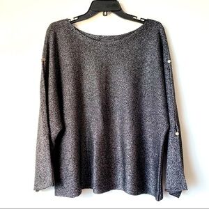 SALE! THE LIMITED Black Silver Metallic Open Sleeve Sweater Size Large